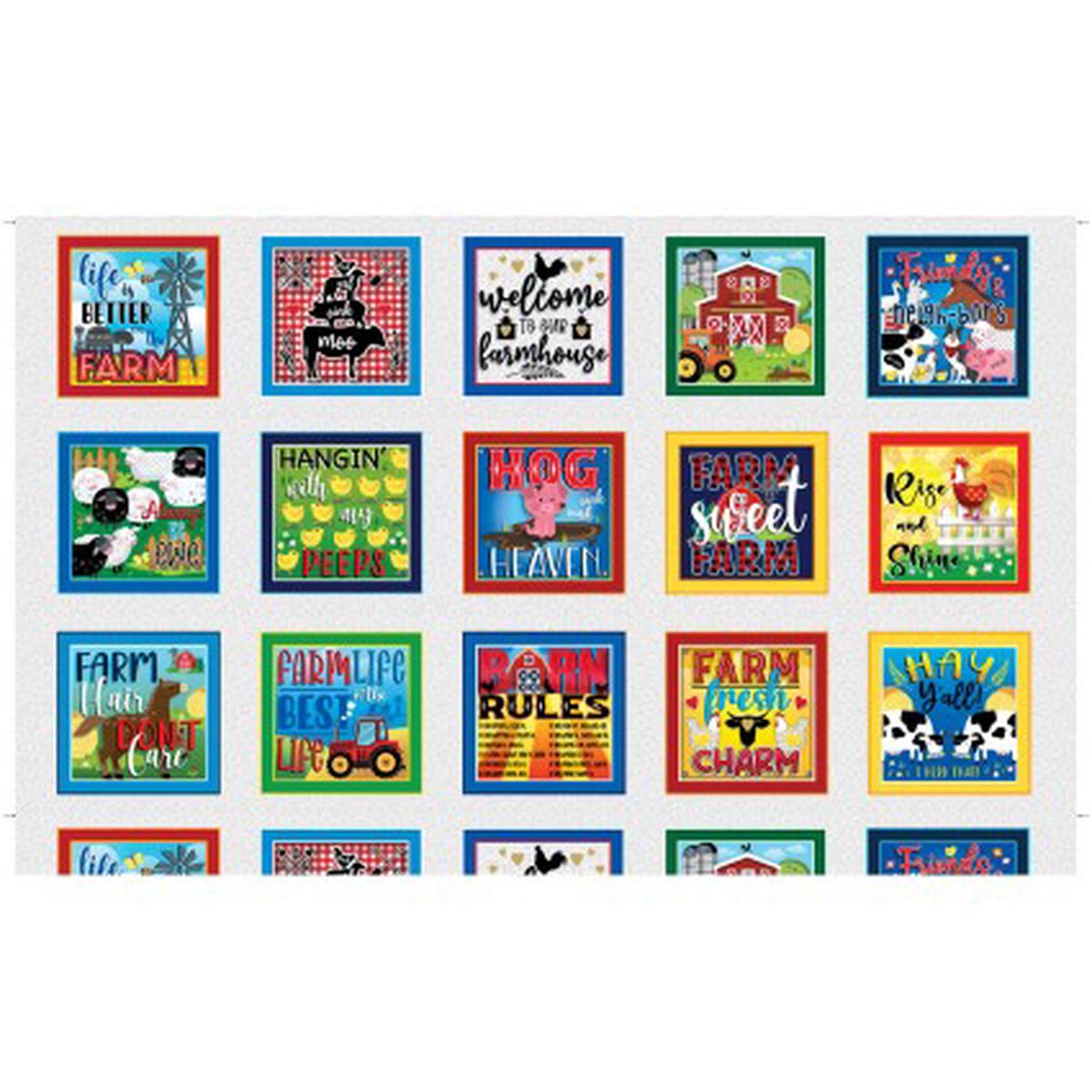 Barnyard Rules Barnyard Boxes Panel Cotton Fabric - Panel