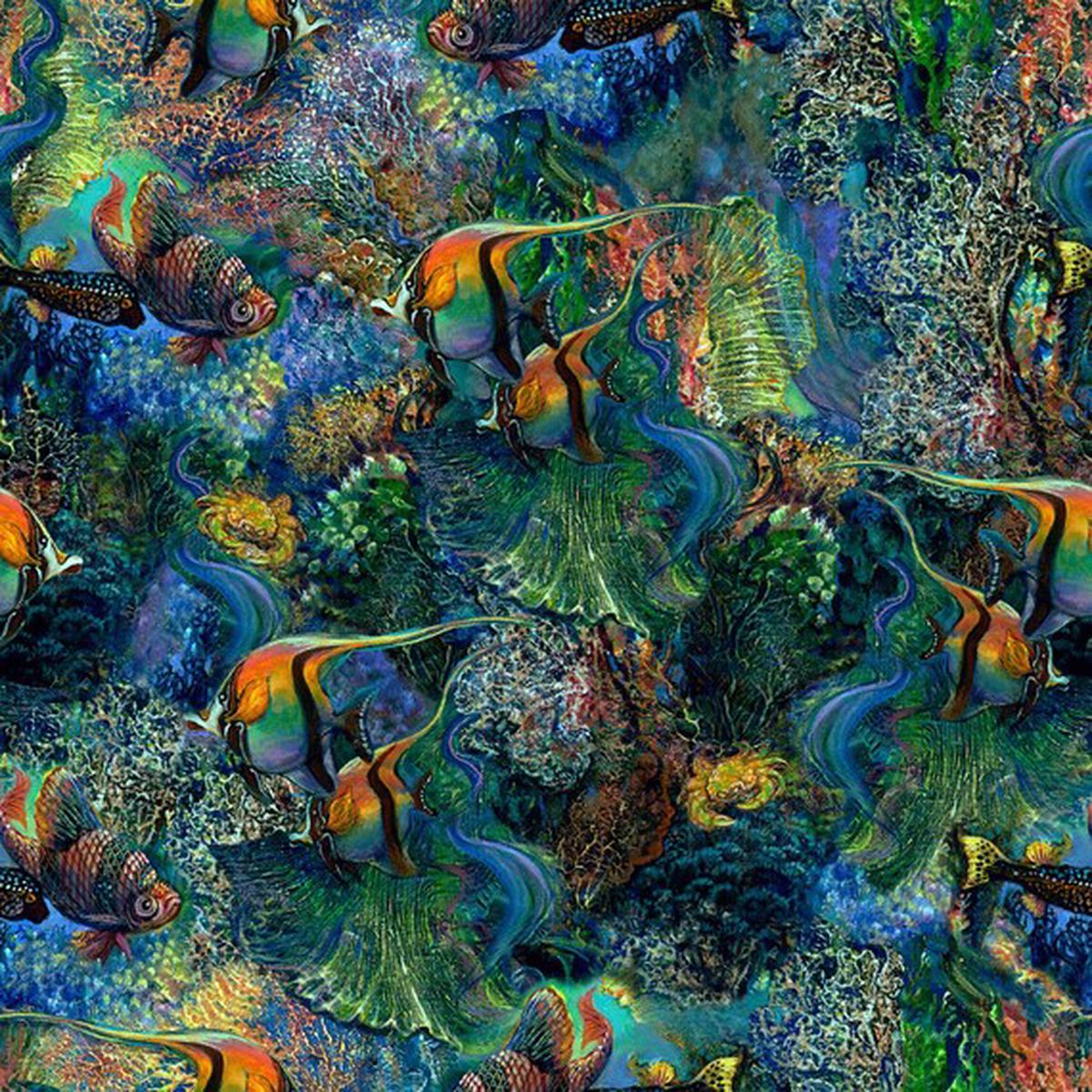 Call of the Sea Fish Multi Cotton Fabric - 1 yard