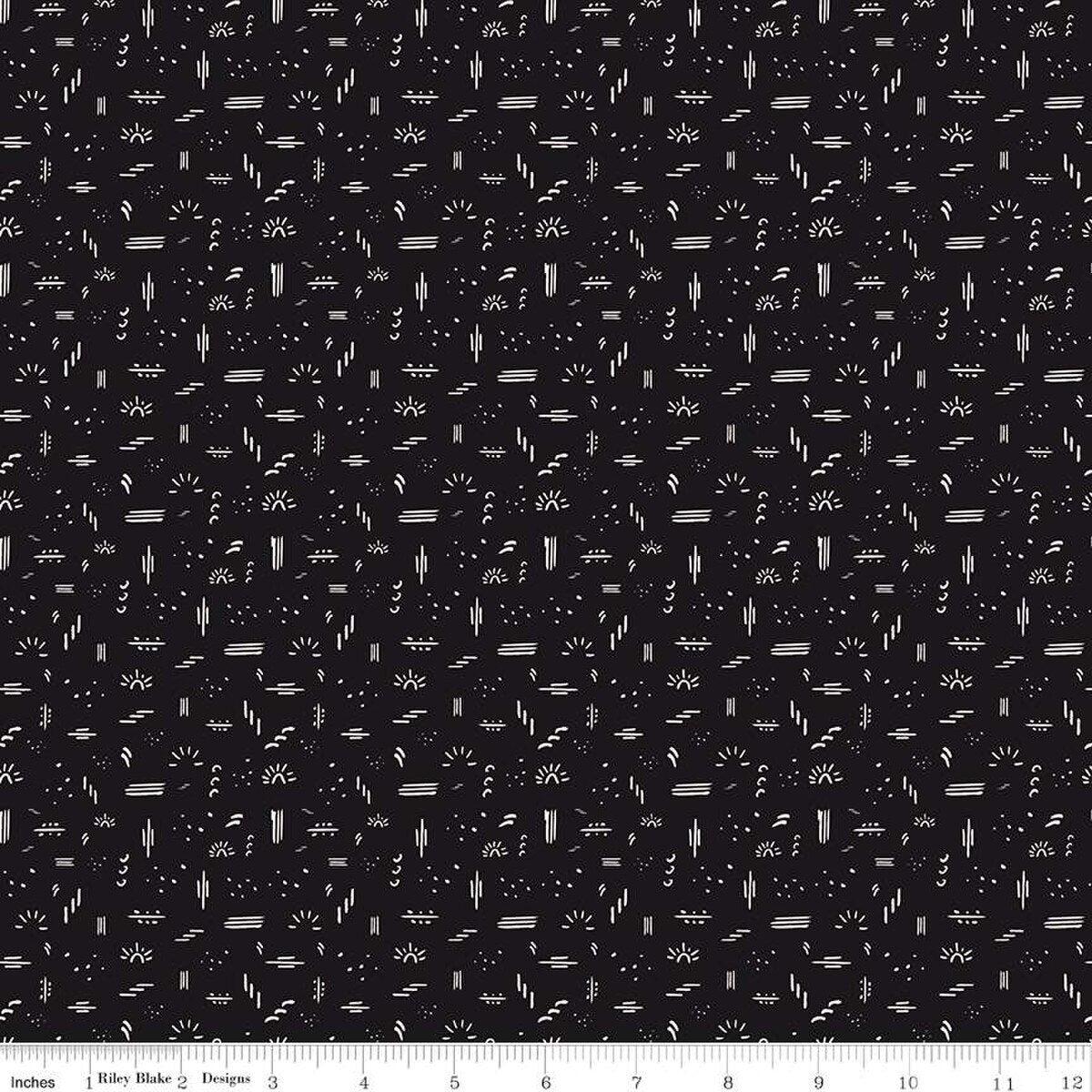 'Round the Mountain Dashed Midnight Cotton Fabric - 1 yard