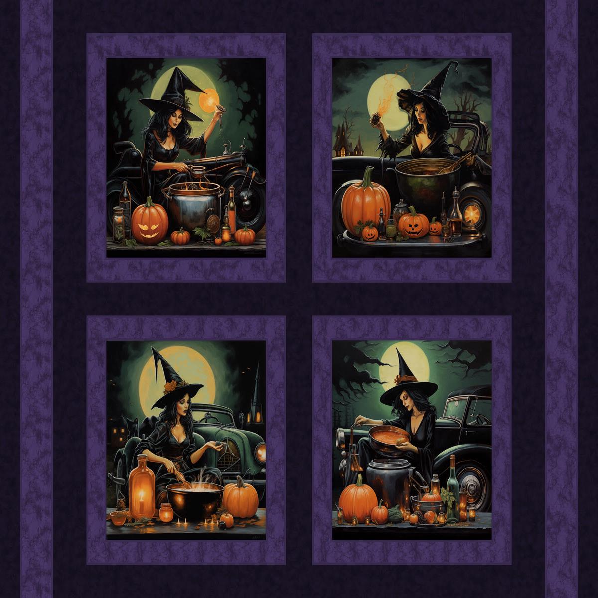 Witches Brew Pillow Panel Cotton Fabric