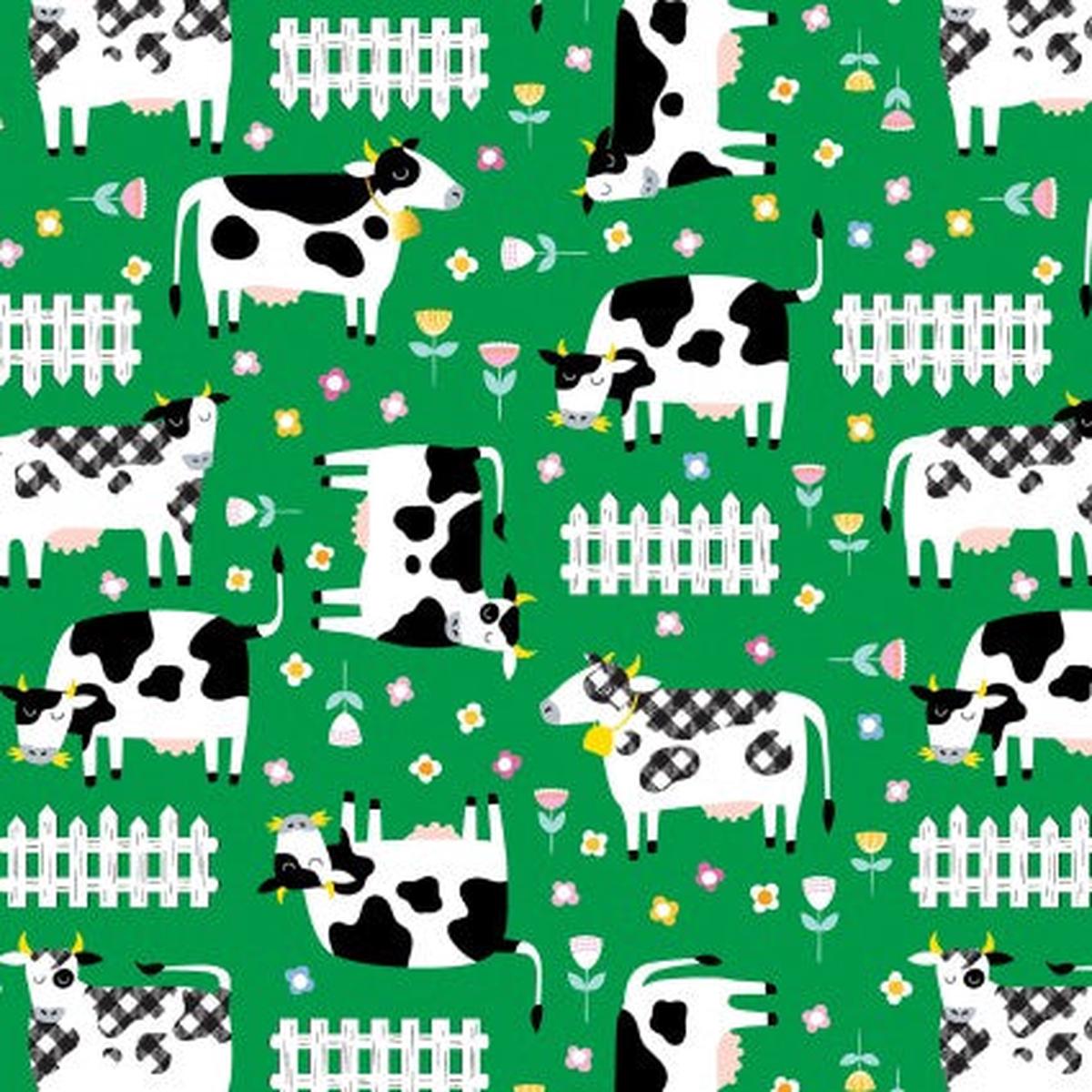 Barnyard Rules Moo Crew Cotton Fabric