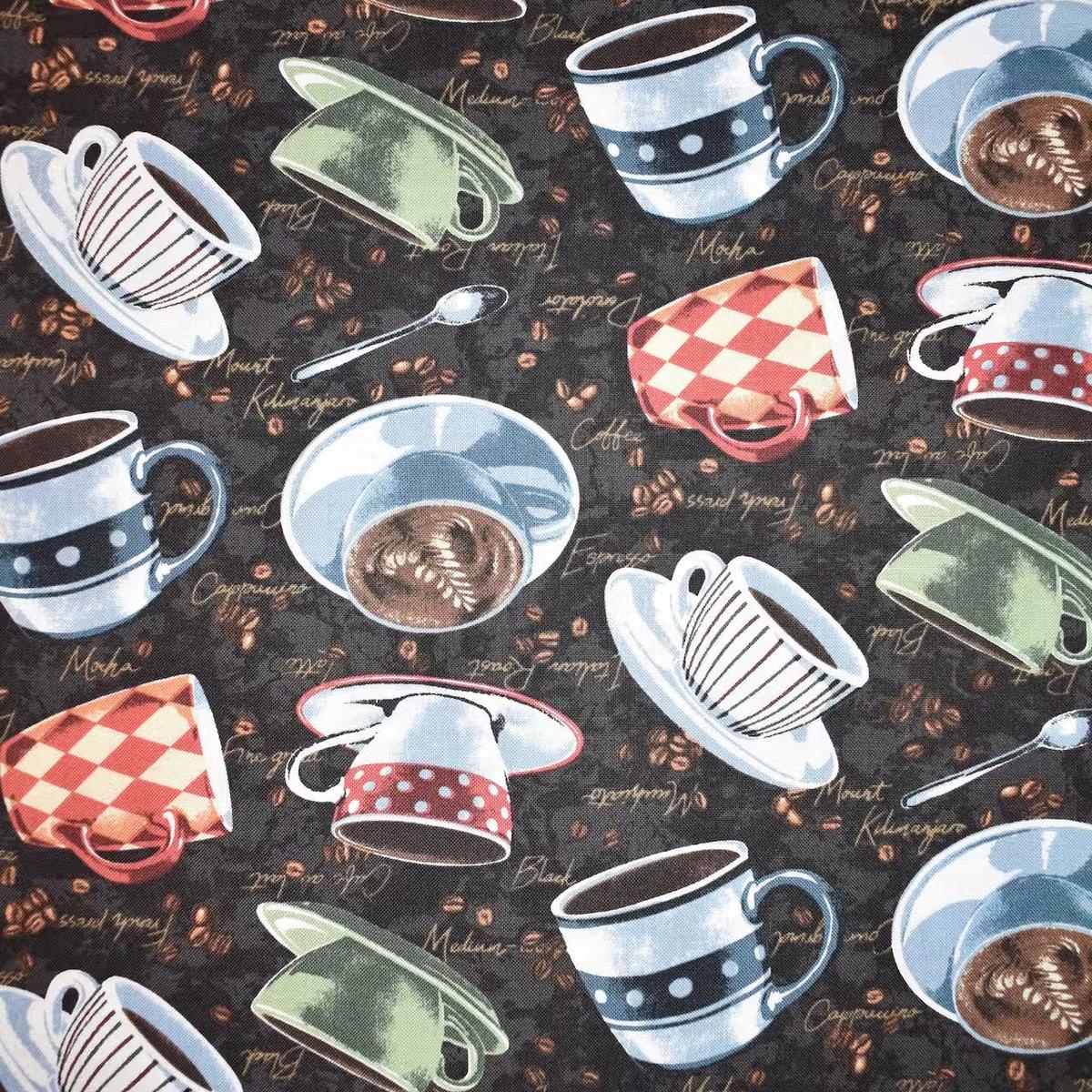 Brown Coffee Mug Toss Cotton Fabric