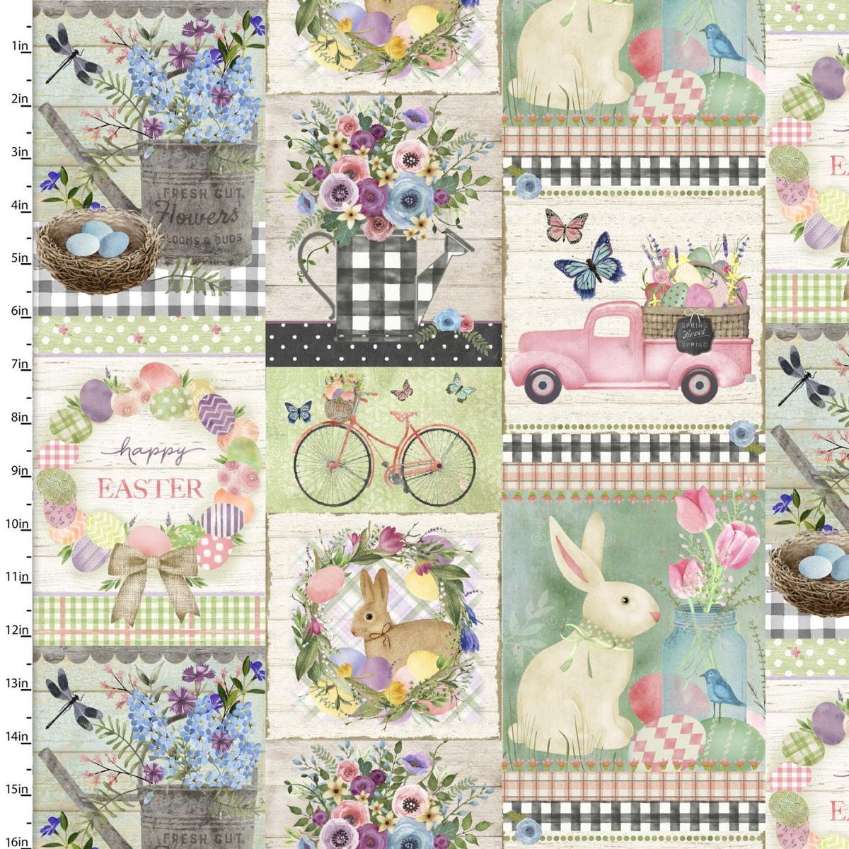 Bunny Kisses & Easter Wishes Bunny Kisses Patch Multi Cotton Fabric - 1 yard