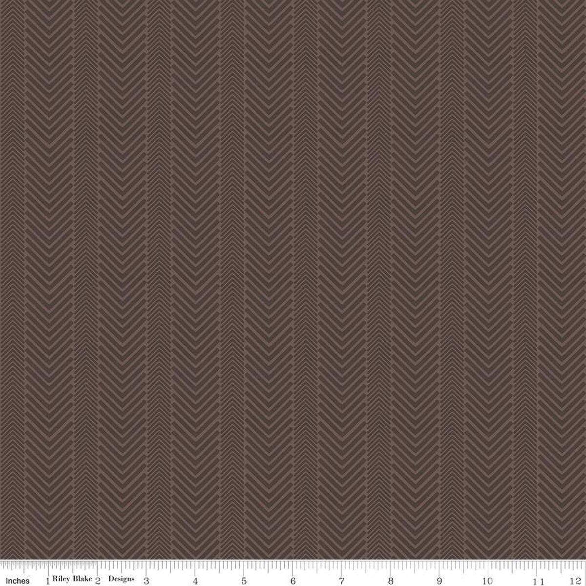 Wake at the Lake Herringbone Brown Cotton Fabric