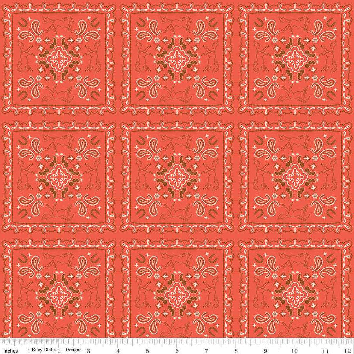 Wild Rose Bandanas Cayenne Cotton Fabric