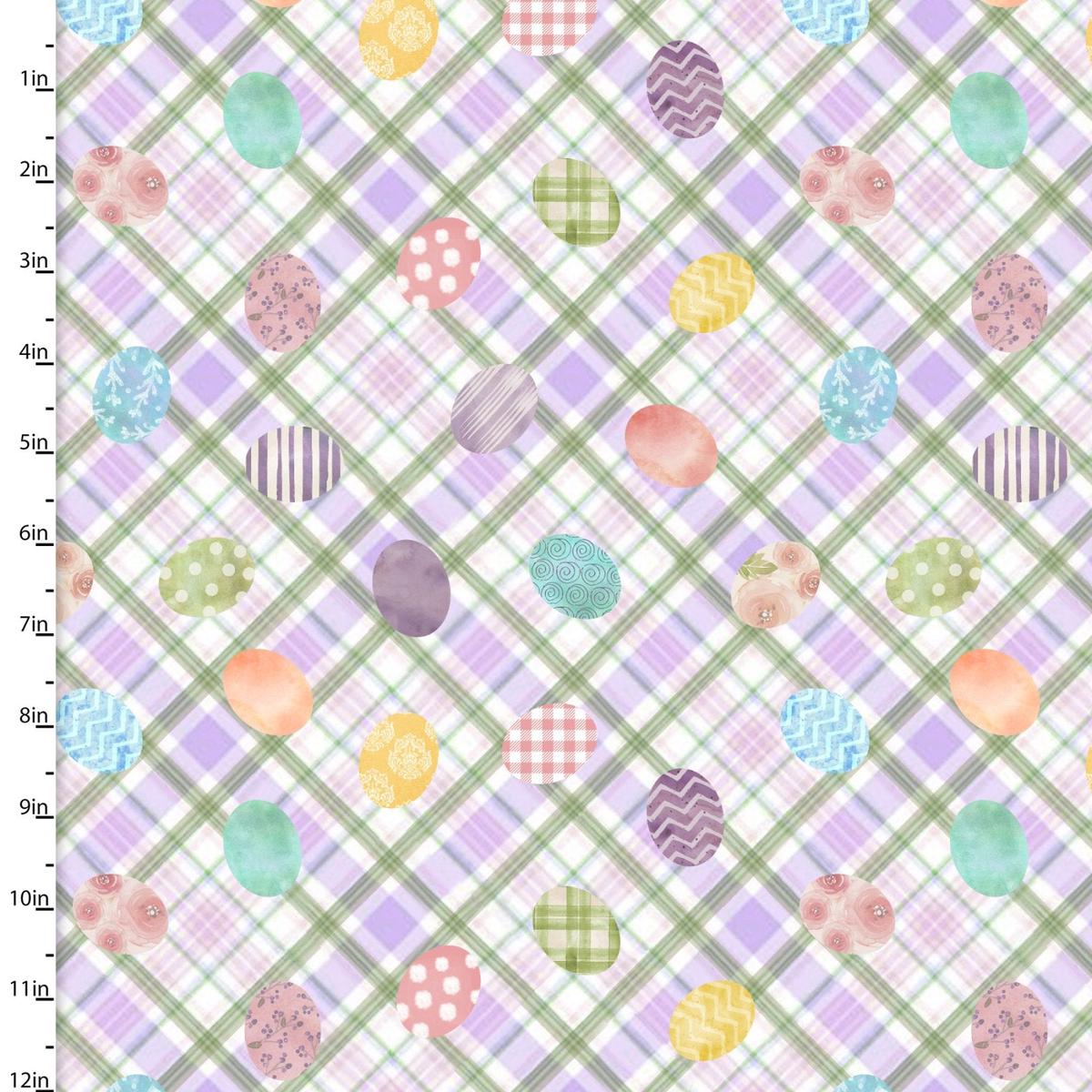 Bunny Kisses & Easter Wishes Easter Eggcgcelence Purple Cotton Fabric - 1 yard