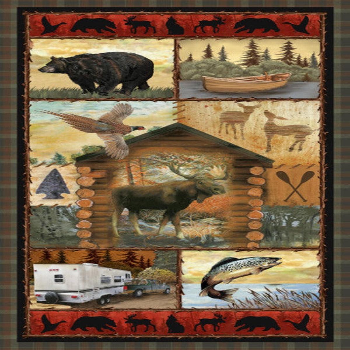 Wilderness Trail Brown 24" Panel Cotton Fabric - 1 yard
