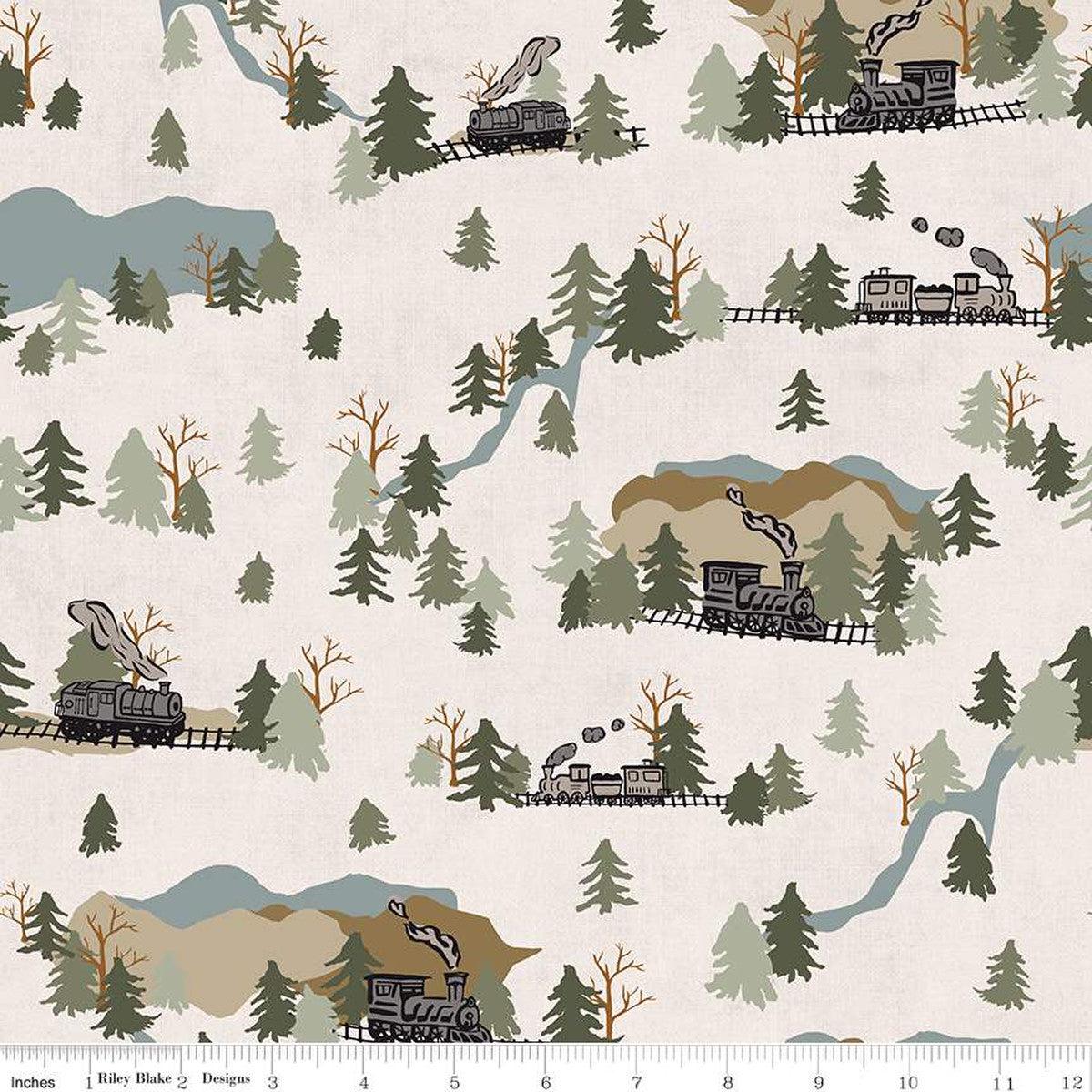 'Round the Mountain Main Cream Cotton Fabric - 1 yard