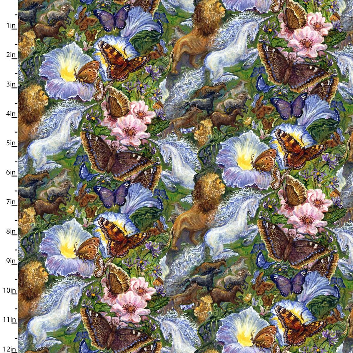 World of Wonder Green Floral Cotton Fabric