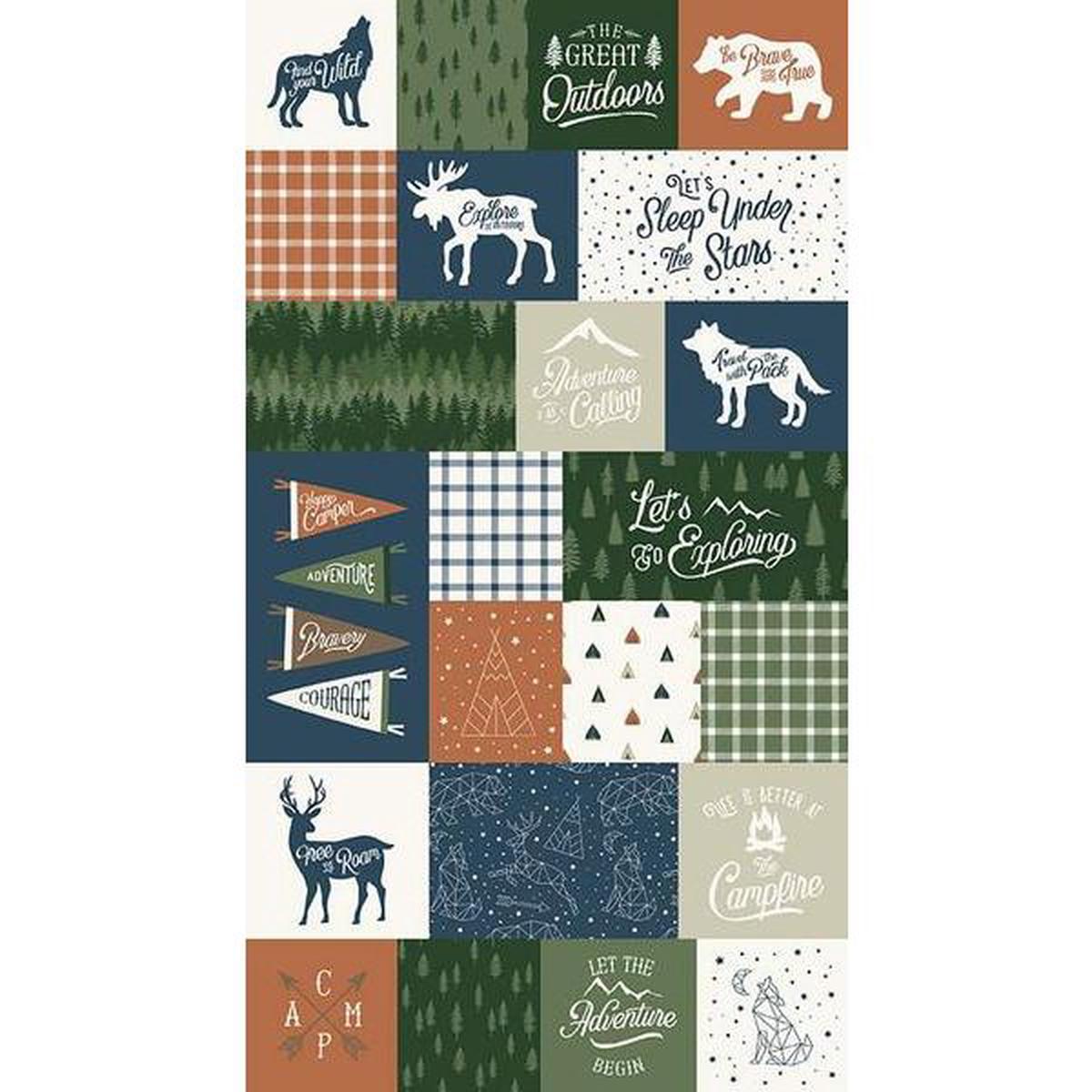 Adventure is Calling Navy 24" Cotton Panel