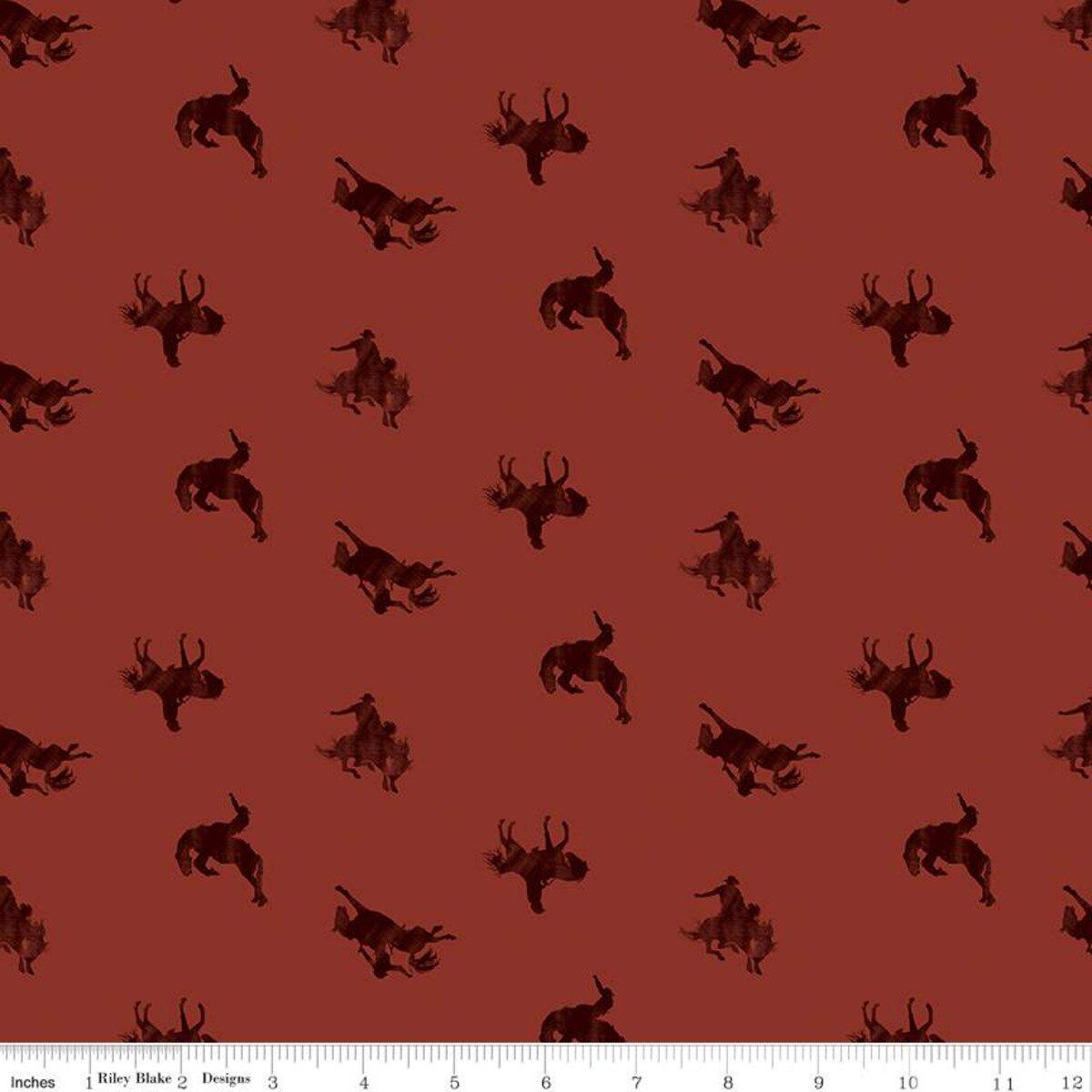Back of the Chutes Broncos Rust Cotton Fabric