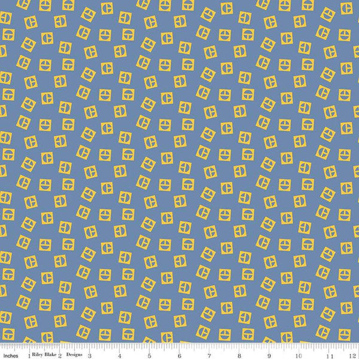 Vintage Caterpillar Vintage Logo Toss Blue Cotton Fabric - 1 yard