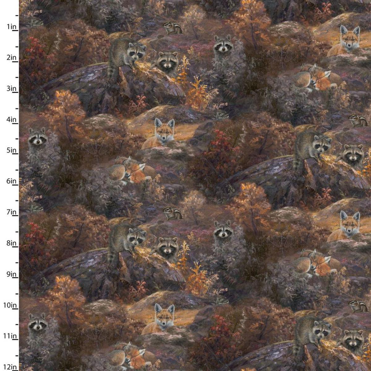 Whitetail Country Scenic Critters Multi Cotton Fabric - 1 Yard