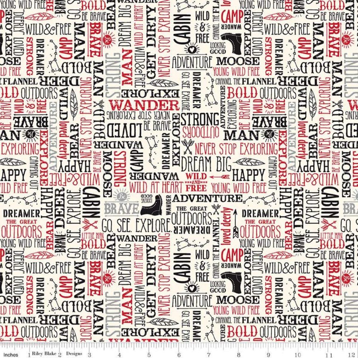 Wild at Heart Cream Words Cotton Fabric