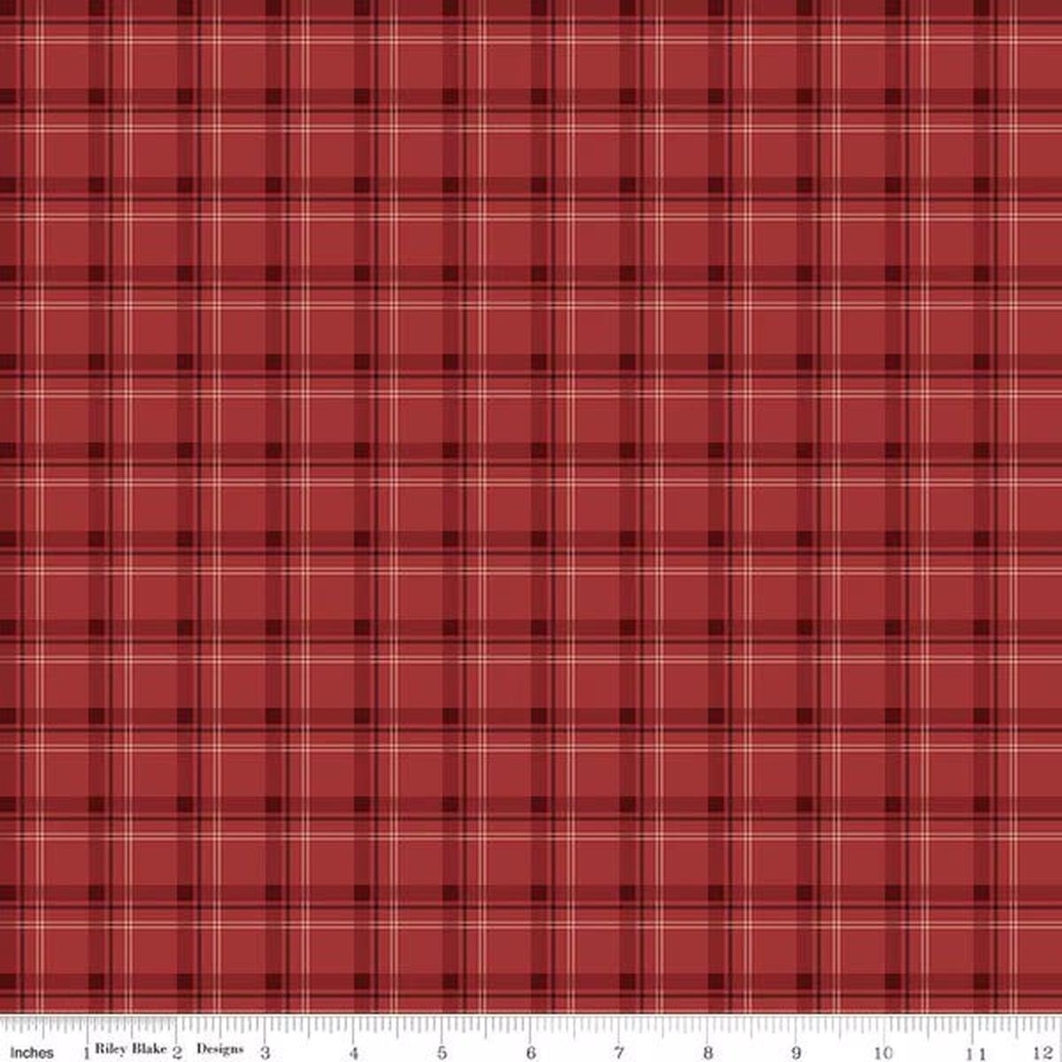 Woodsman Plaid Red Cotton Fabric - 1 yard