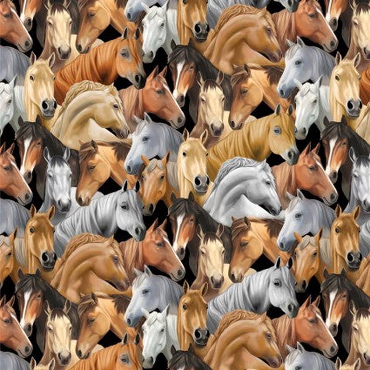 Yellowstone Packed Horses Cotton Fabric