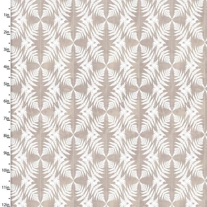 Flower Junction Geo Ferns Beige Jennifer Ellory 3 Wishes Cotton Fabric
