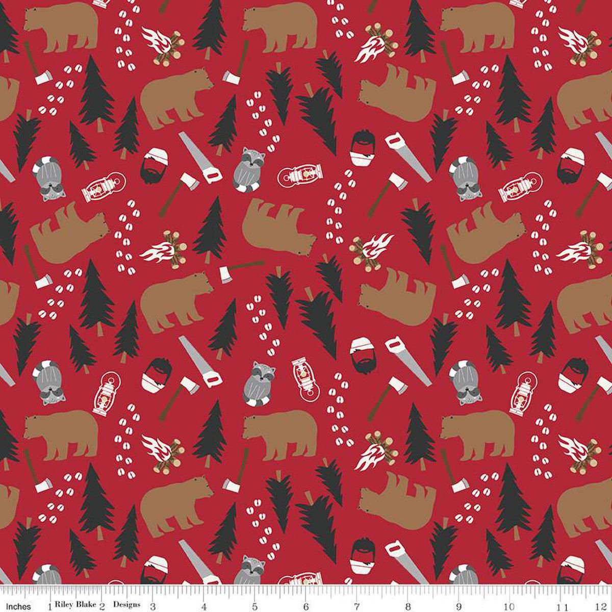 Woodsman Main Red Cotton Fabric - 1 yard