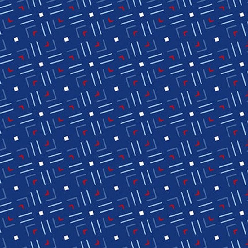 Liberty Geometric Navy Blue Satin Moon Designs Blank Quilting Cotton Fabric 1/2