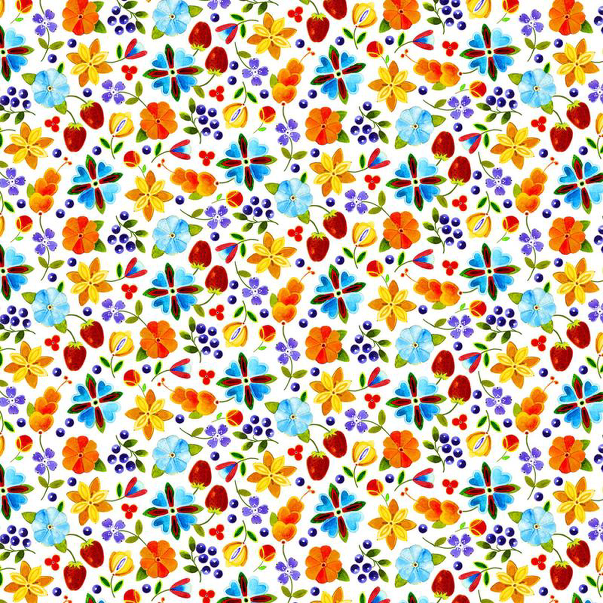 Woodland Delight Petite Floral White Daniel Ramirez Elizabeth8217s Studio Cotton Fabric