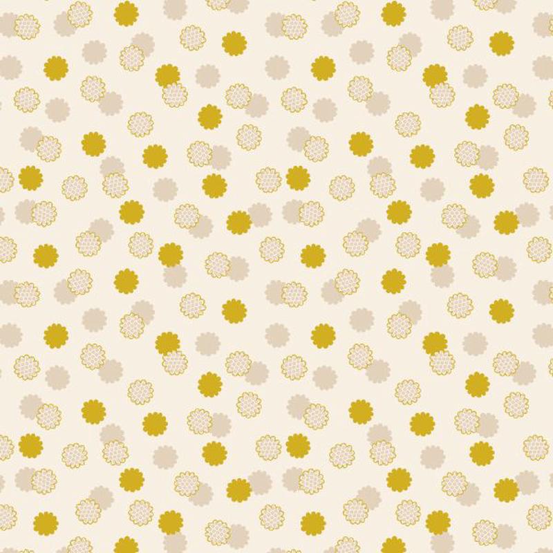 Year of the Dragon Cosmos Cream Gold Metallic Lewis & Irene Cotton Fabric LI-A863.1