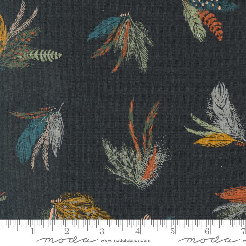 Woodland Wildflowers Feather Friends Charcoal Black Fancy that Design House Moda Cotton Fabric 1/2