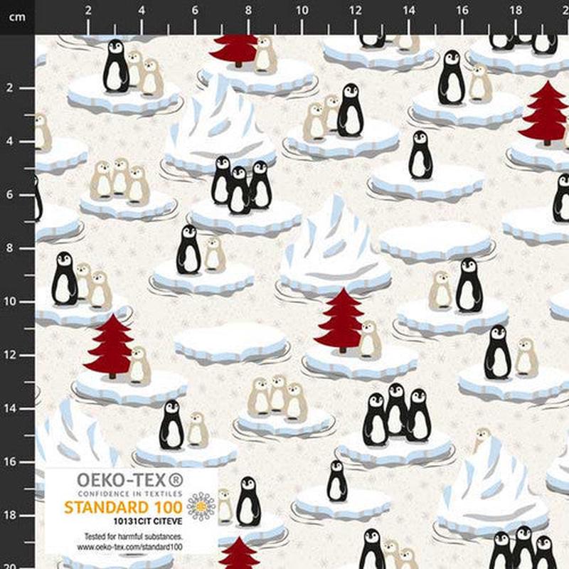 Winter Pingos Snowflakes and Penguins Cream Stof Fabrics Blank Quilting Cotton Fabric 1