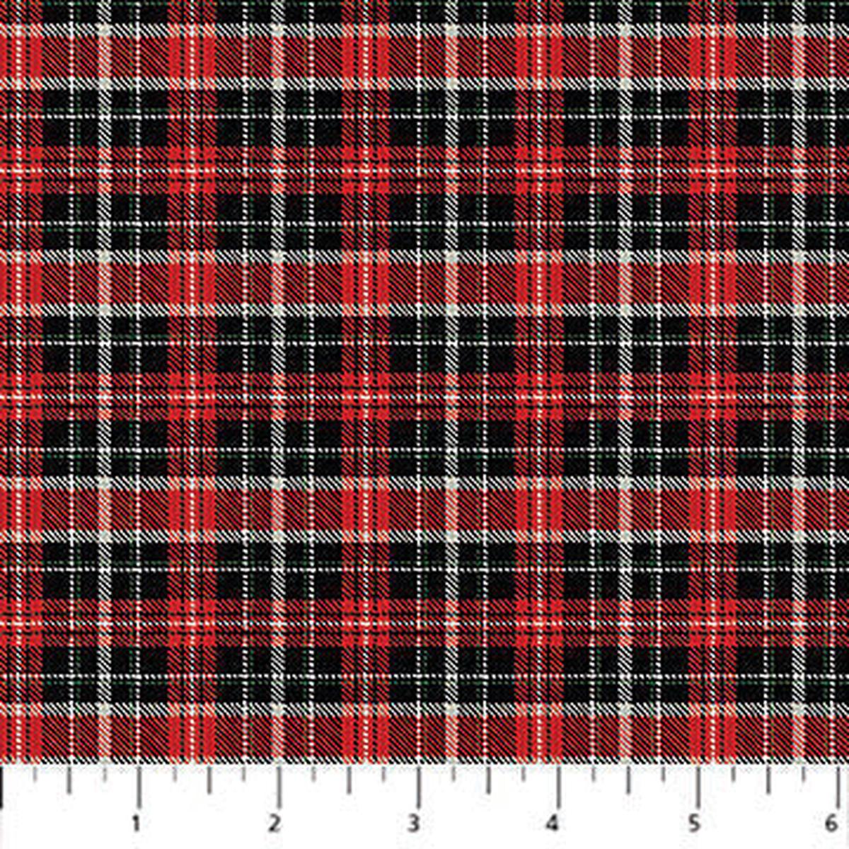 Winter Song Plaid Black Red Deborah Edwards Northcott Cotton Fabric NC-27808-24
