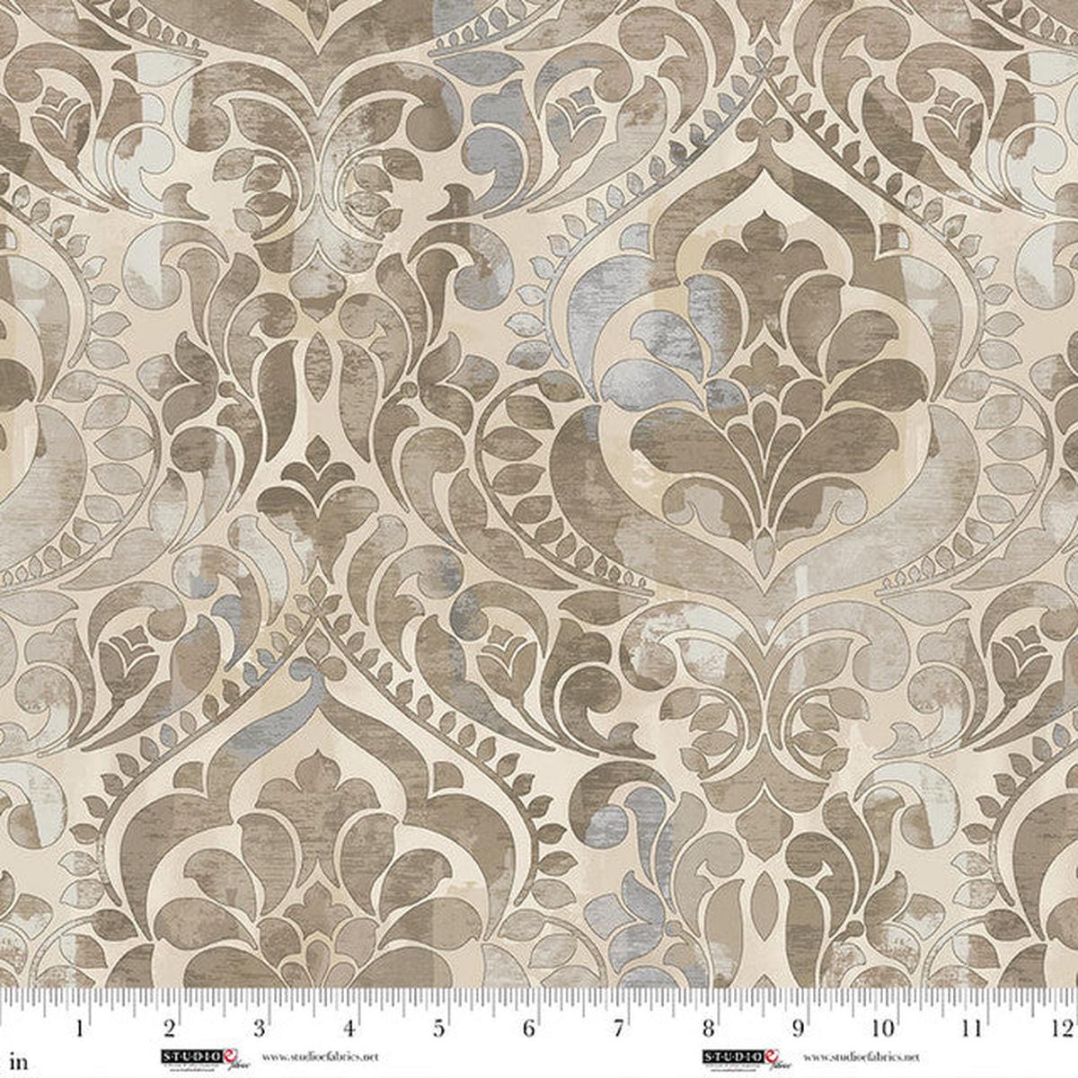 You Damask! 118" Wideback Damask Sepia Chelsea DesignWorks Studio E Cotton Fabric SE-8568-34 1