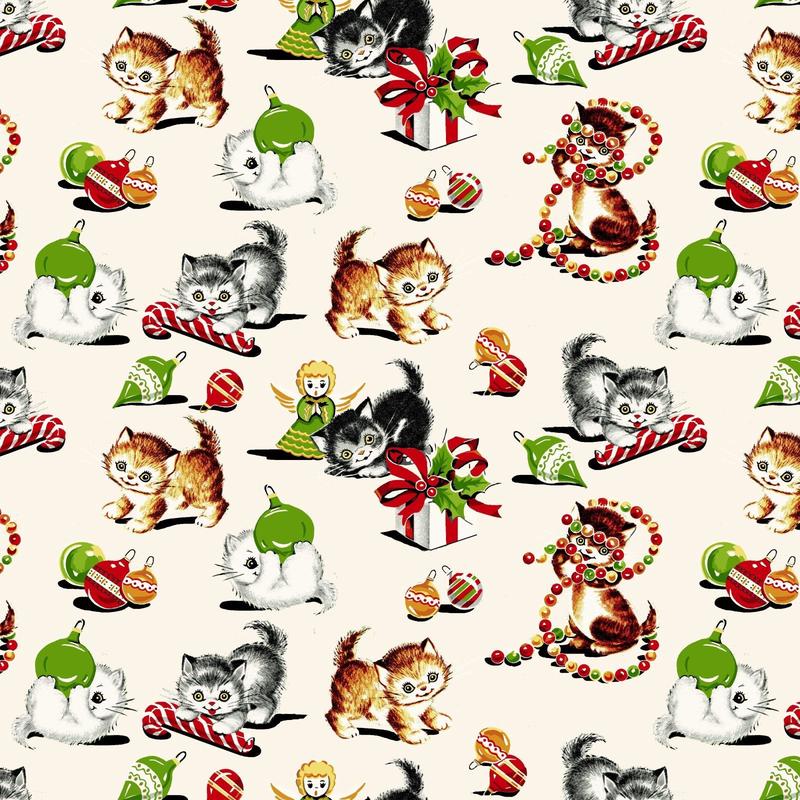 A Kitty for Christmas Playful Kitties Multi Hannah West Henry Glass Cotton Fabric HG-1982-86