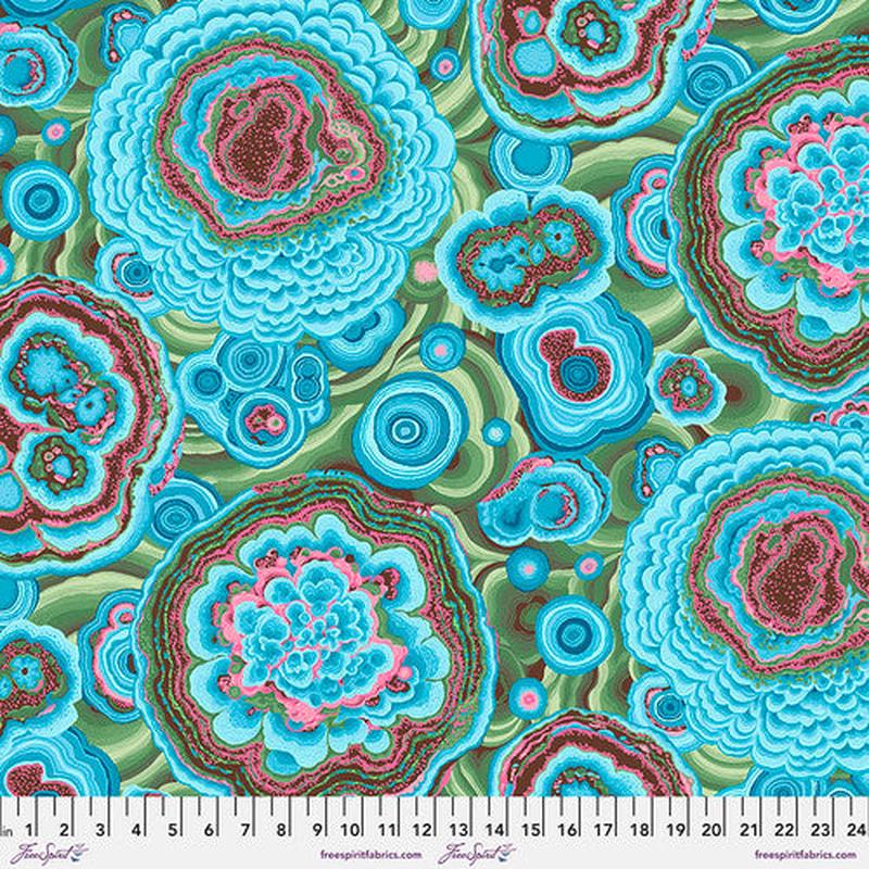 Agate Turquoise Philip Jacobs Stash Kaffe Fassett Collective Free Spirit Cotton Fabric FS-PWPJ106.TURQUOISE 1/2