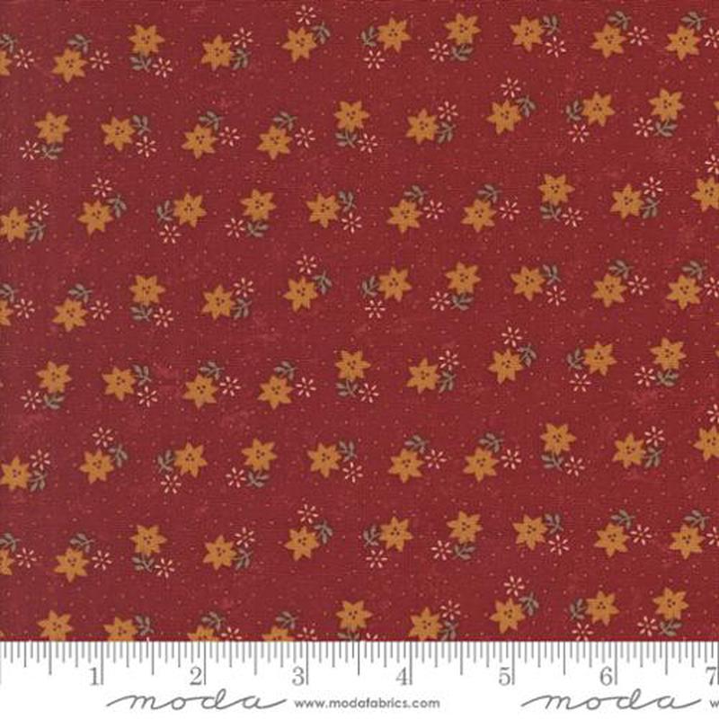 A Vintage Christmas Cactus Florals Red Kansas Troubles Quilters Moda Cotton Fabric MD-9782-13 1/2