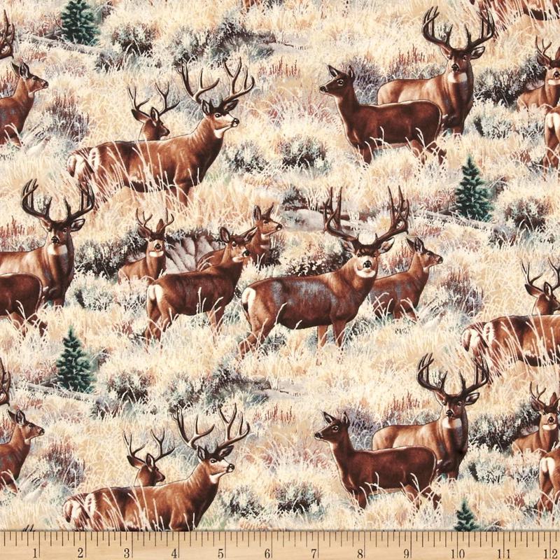 A Wild Life Mule Deer Gold Elizabeth's Studio Cotton Fabric 1/2