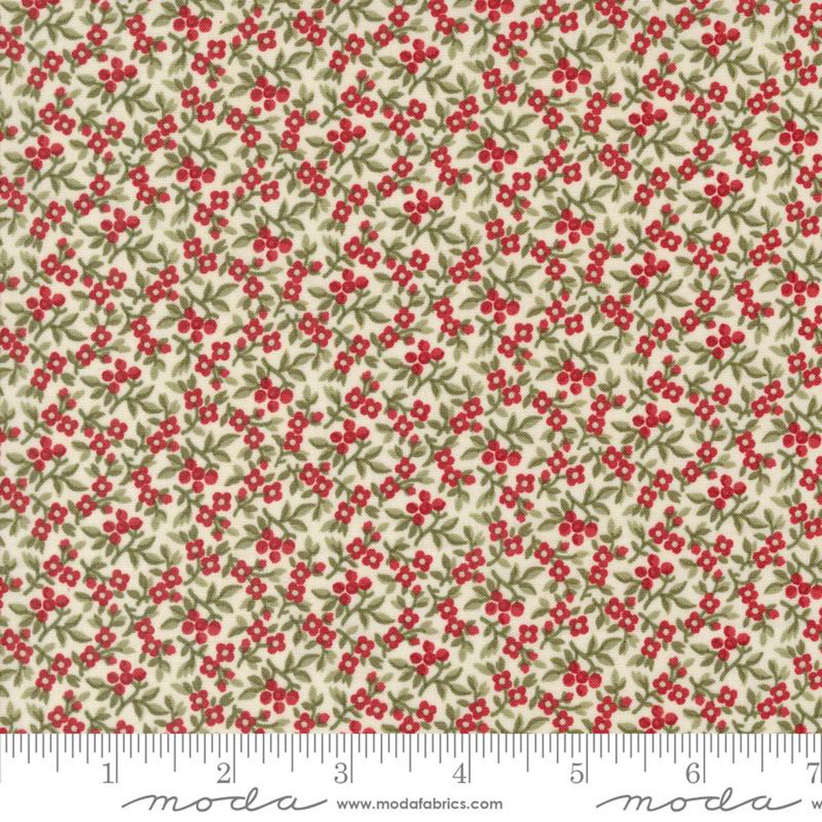 A Christmas Carol Bountiful Berries Small Floral Snowflake Cream Multi 3 Sisters Moda Cotton 1