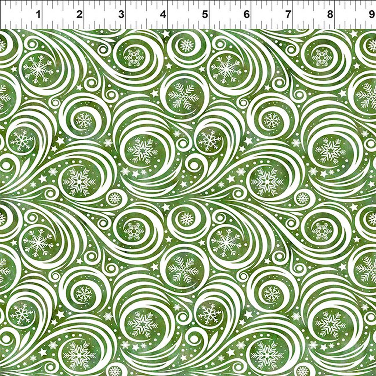Winter Solstice II Snow Swirl Green White In the Beginning Fabric Cotton Fabric ITB-10WS-3