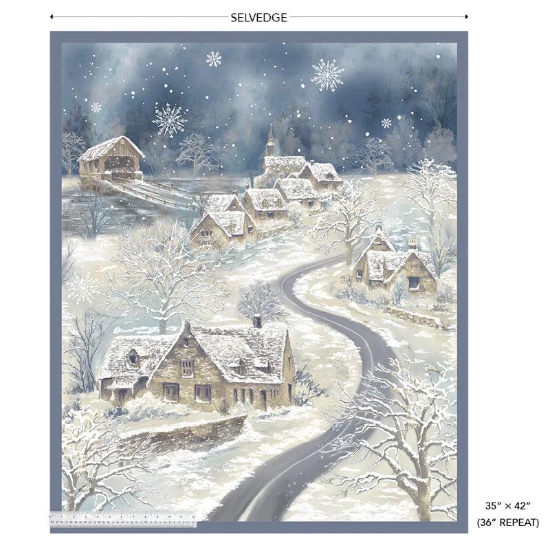 Winter Whisper Winter Town Panel 35" Multi Whistler Studios Windham Fabrics Cotton Fabric WF-54678DPP-1 PANEL