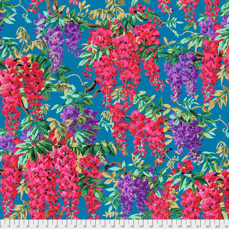 Wisteria Teal Blue Philip Jacobs Stash Kaffe Fassett Collective Free Spirit Cotton Fabric  FS-PWPJ102.TEAL 1