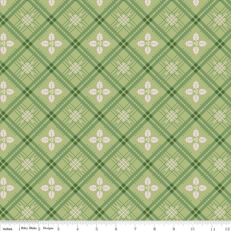 (3-YARD PACKAGE) Home Town Holiday 108" Wideback Holly Lettuce Lori Holt Riley Blake Designs Cotton Fabric RB-3YD-WB14927-LETTUCE