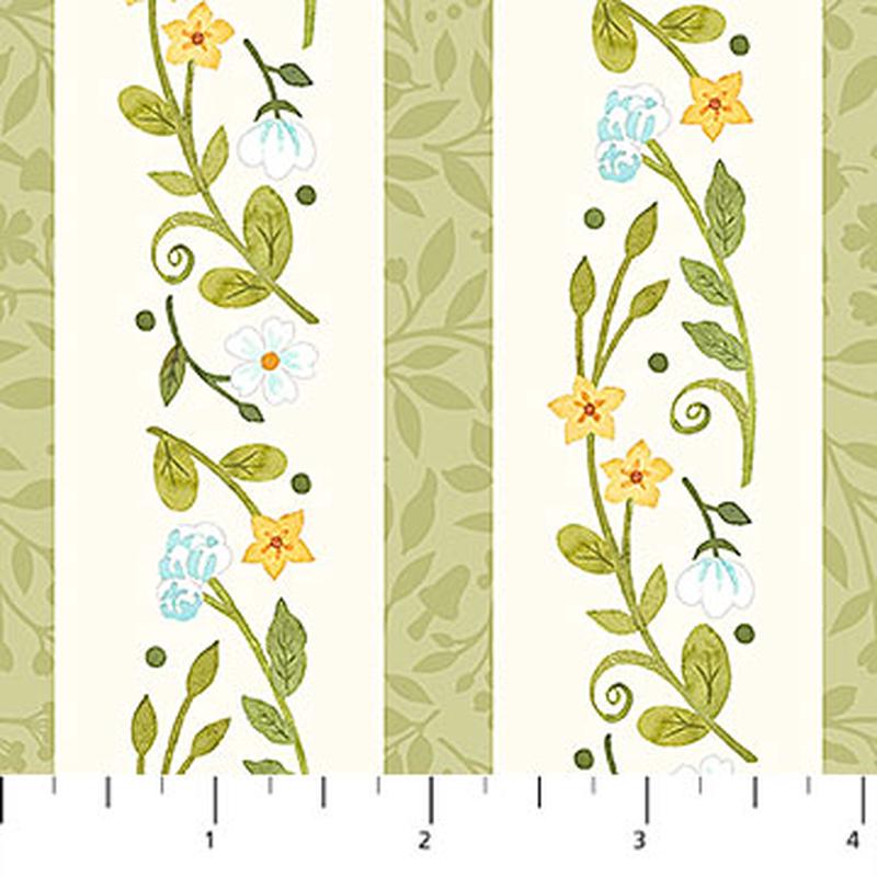 Woodland Babes Floral Stripe Cream Multi Kathryn Christensen Northcott Cotton Fabric 1/2