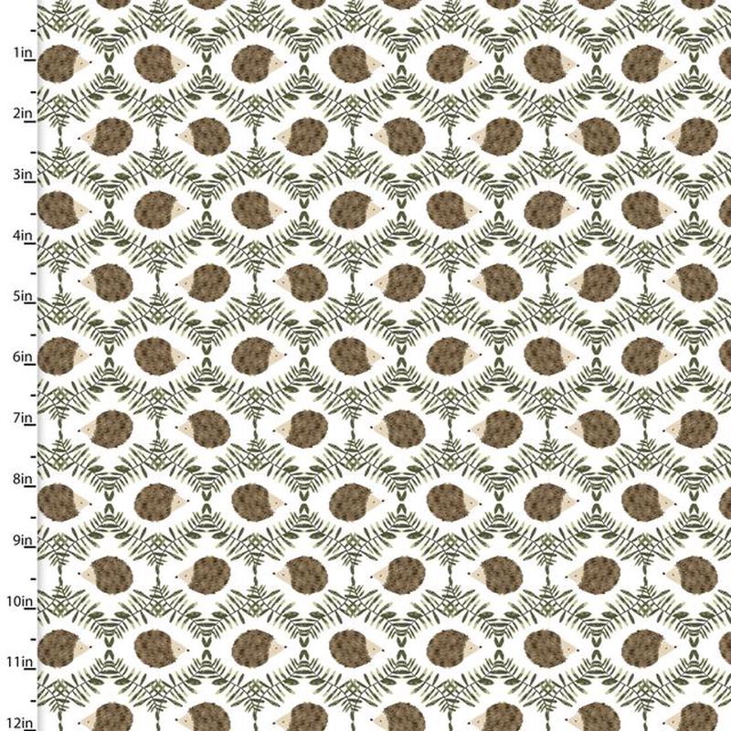 You Light My Way Gnome Geo Hedgehog White Deane Beesley 3 Wishes Cotton Fabric