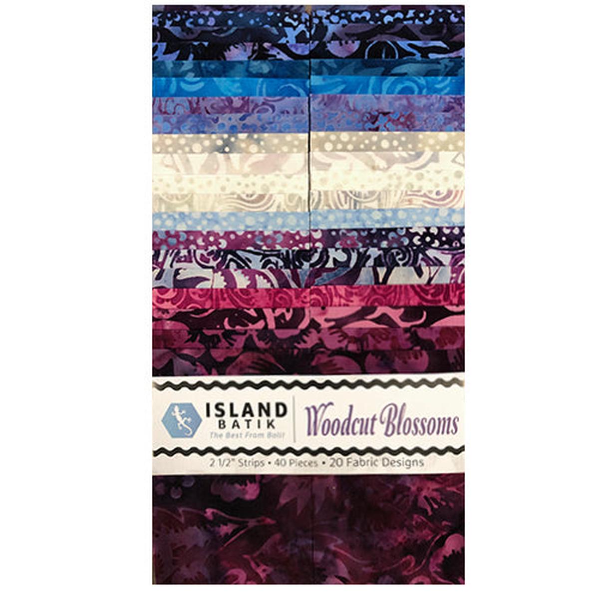 Woodcut Blossoms 2.5" Strips Island Batik Fabric 1