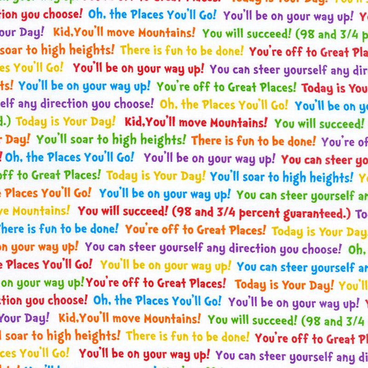 A Little Dr Seuss Words White Dr Seuss Enterprises Robert Kaufman Cotton Fabric RK-ADE-20824-1
