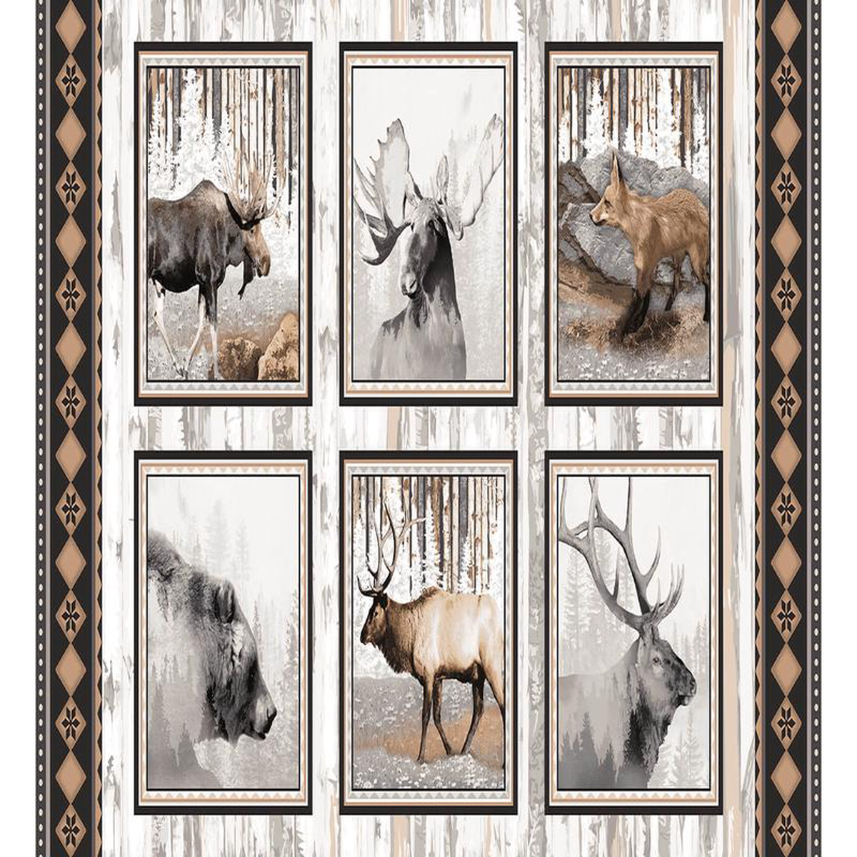 Woodland Whispers Cabin Scene Panel 248243 Multi Jan Shade Beach Henry Glass Cotton Fabric