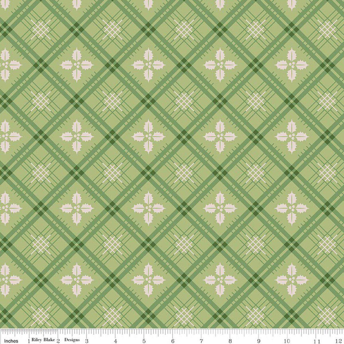 (3-YARD PACKAGE) Home Town Holiday 108" Wideback Holly Lettuce Lori Holt Riley Blake Designs Cotton Fabric RB-3YD-WB14927-LETTUCE 3 Yards