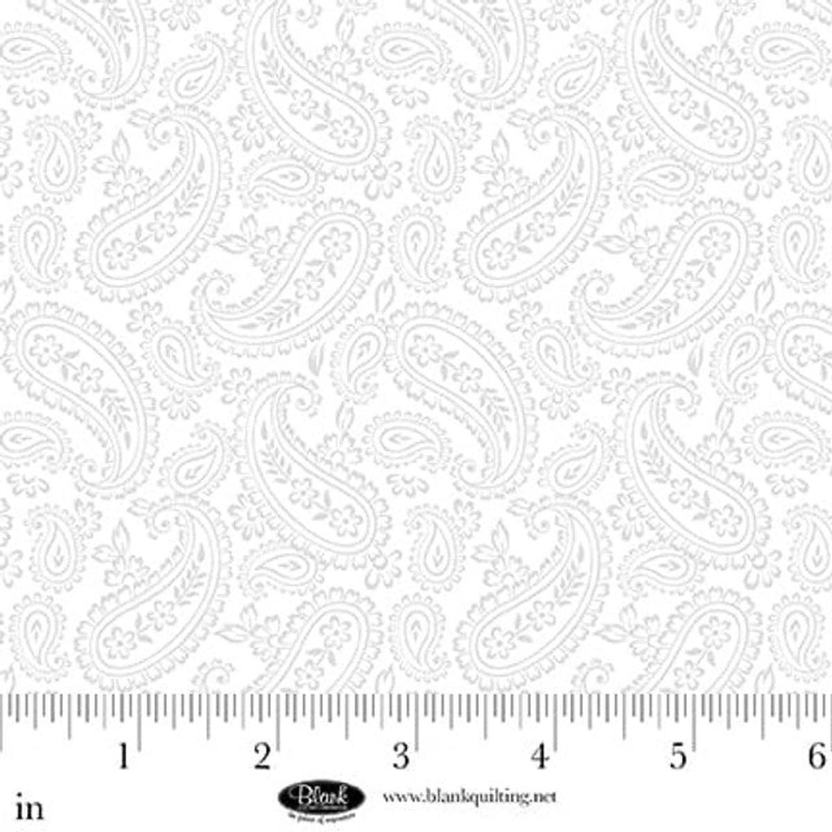 (SOLD PER BOLT) Morning Mist IX Paisley White on White Blank Quilting Cotton Fabric BQ-4334-01W-FB