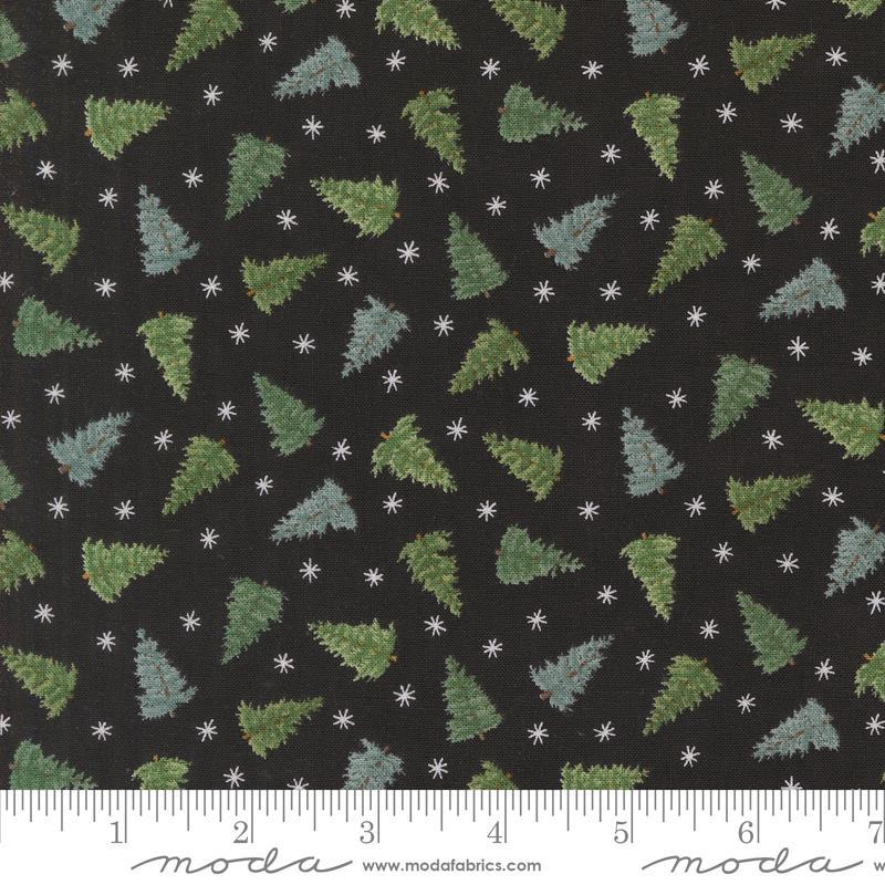 Winter Friends Tossed Trees Christmas Trees Snowflakes Charcoal Black Deb Strain Moda Cotton Fabric MD-56136-18 1/2