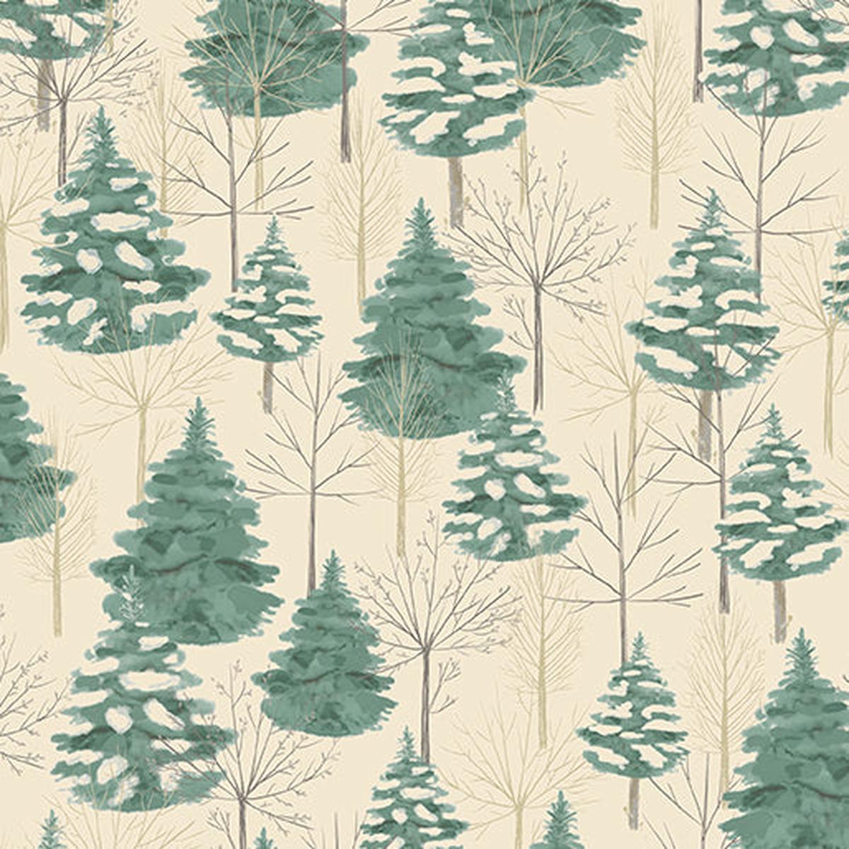 Winter Haven Forest Symphony Natural/Pine Rachel Rossi Benartex Cotton Fabric BE-16792-71