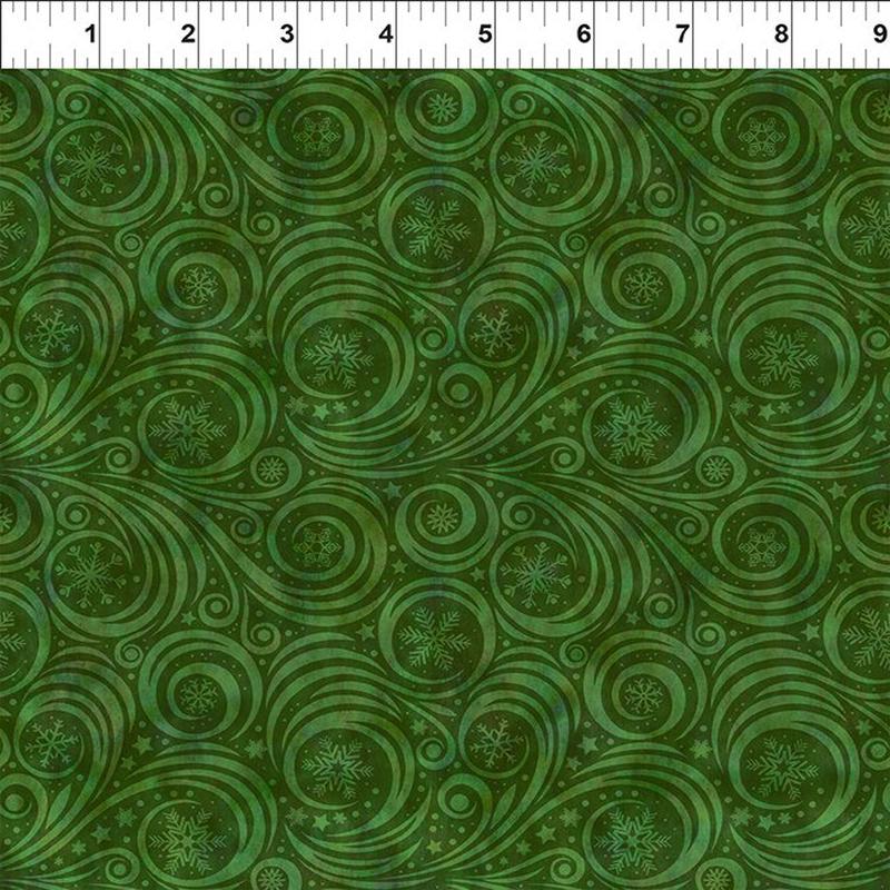Winter Solstice II Snow Swirl Green In the Beginning Fabric Cotton Fabric ITB-10WS-5 1