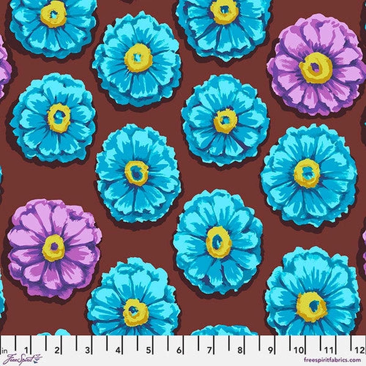 Zinnia Aqua Kaffe 85 & Fabulous Kaffe Fassett Collective Free Spirit Cotton Fabric 1/2