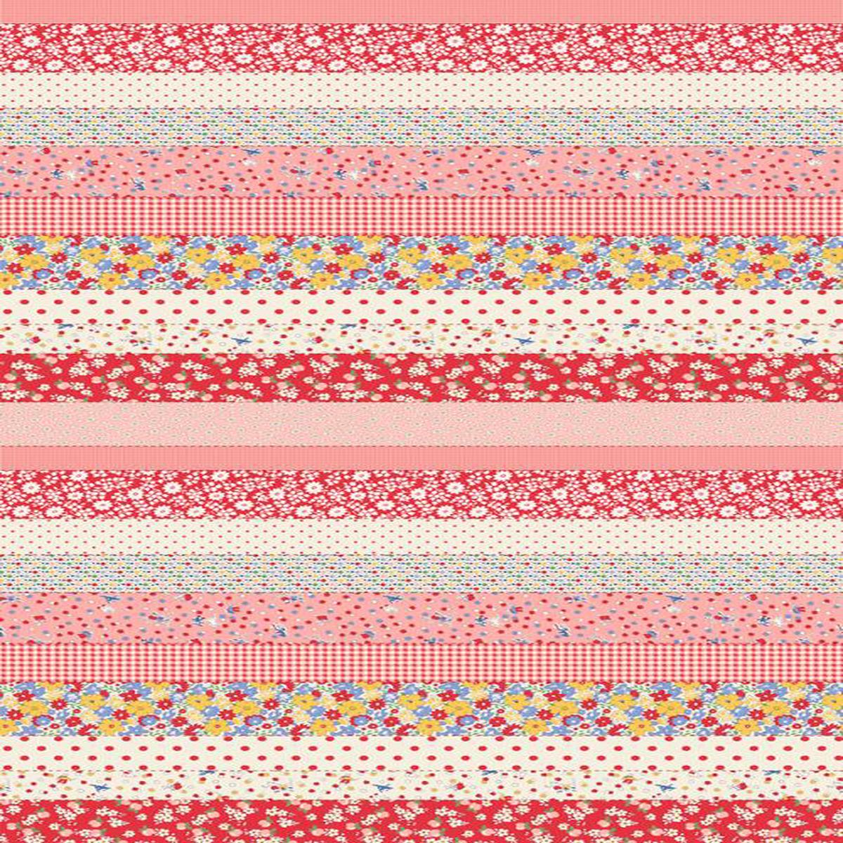 30s Playtime Cheater Strips Scrappy Scarlet Red Linzee McCray Moda Cotton Fabric MD-23380-11